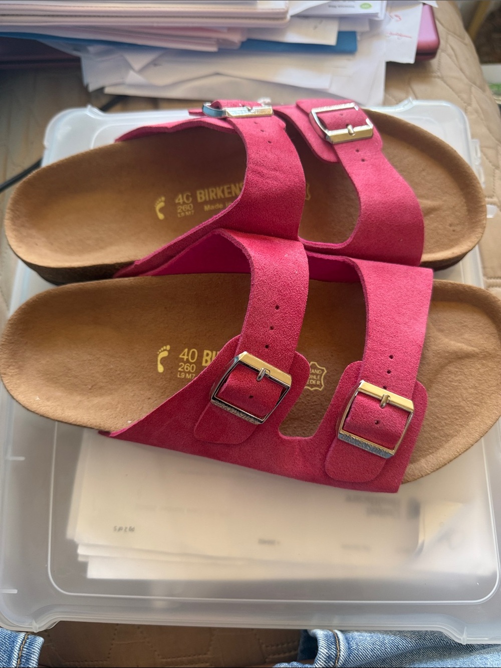 Birkenstock Women's Arizona Suede NWOB-size 9-Hot Pink /Fuchsia - Picture 2 of 6
